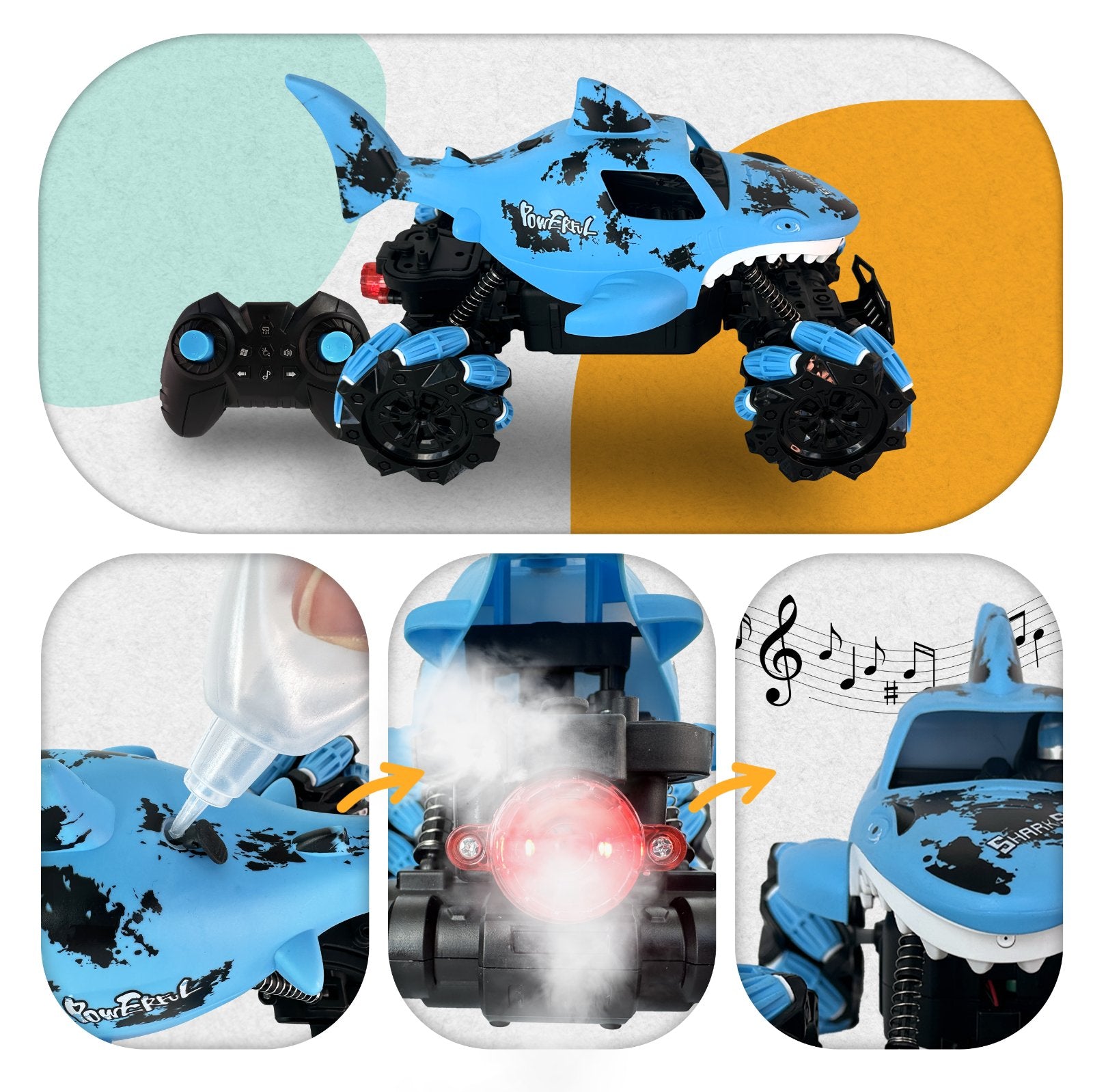 Shark Blaster PLAYIO - RC Car with Water Launchers and Mist Effect