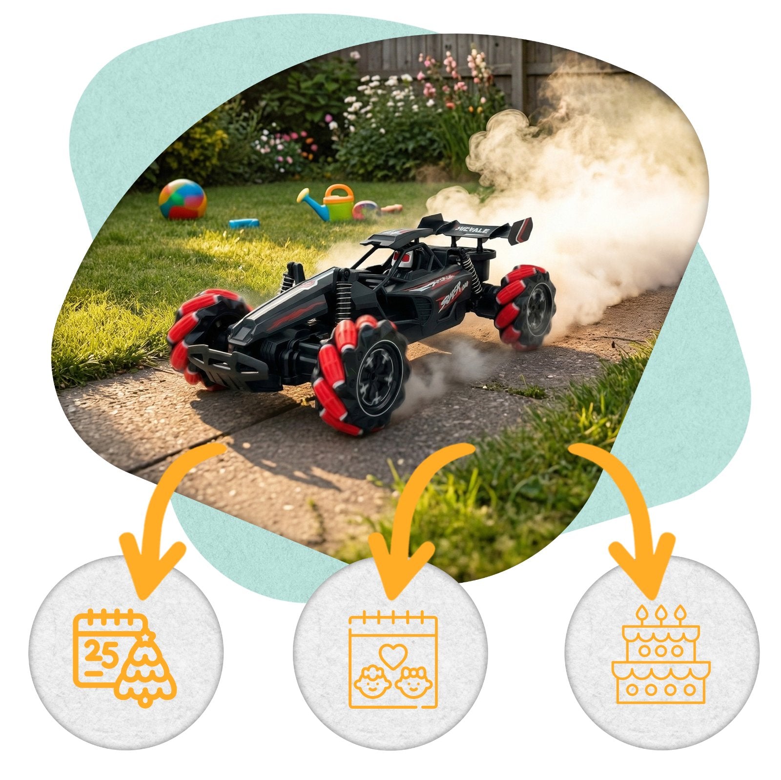 F1 Turbo Drift PLAYIO - RC Car with 360° Drift, Gesture Control and Smoke Effect