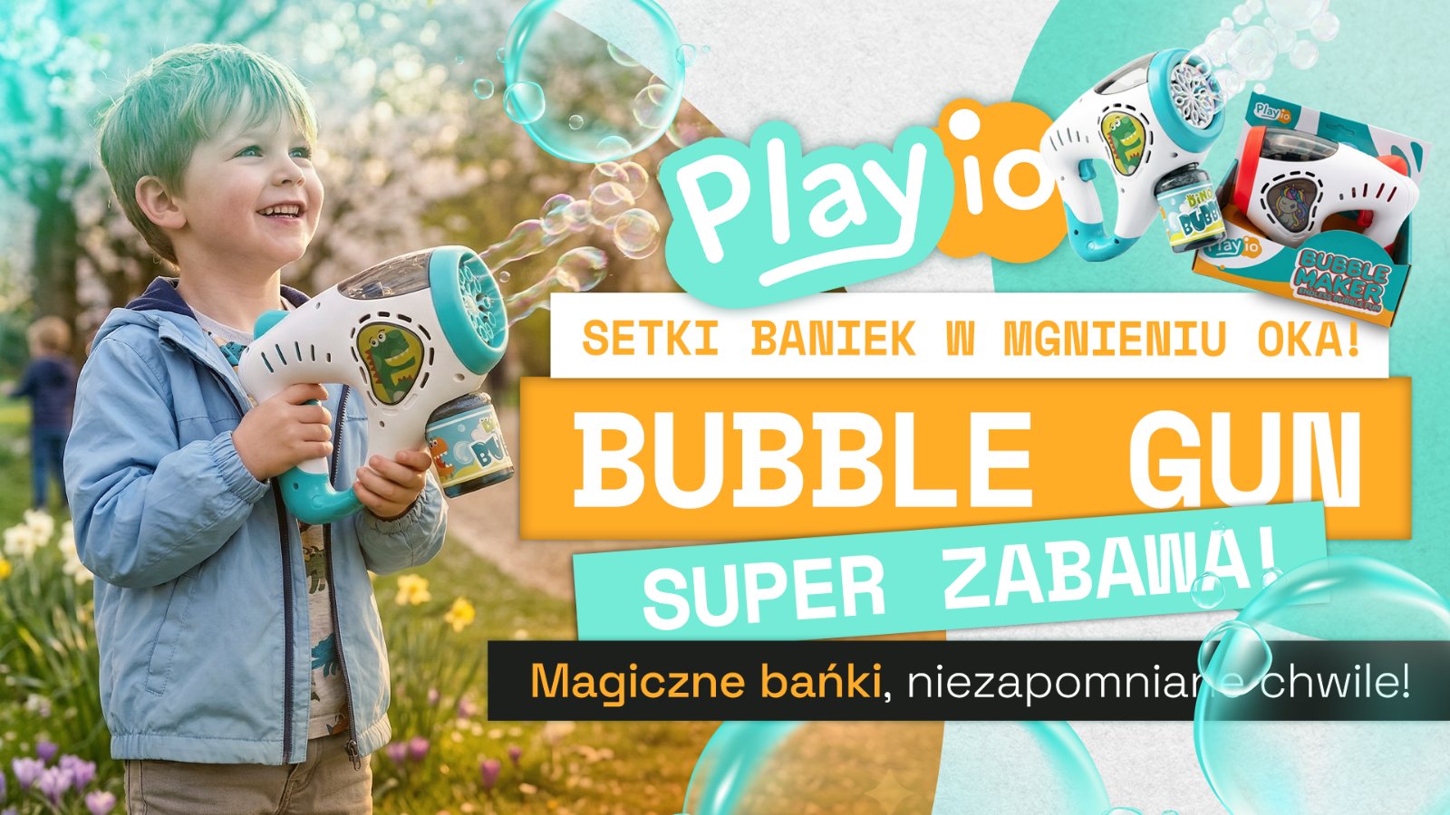 PLAYIO Dinosaur Bubble Gun - Automatic Bubble Machine for Kids