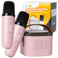 Kids Bluetooth Karaoke Machine with Voice Changer and 2 Microphones - Pink