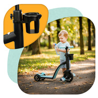 3 in 1 PLAYIO Scooter with LED Light-Up Wheels - Ride-On, Balance Bike and Scooter in One