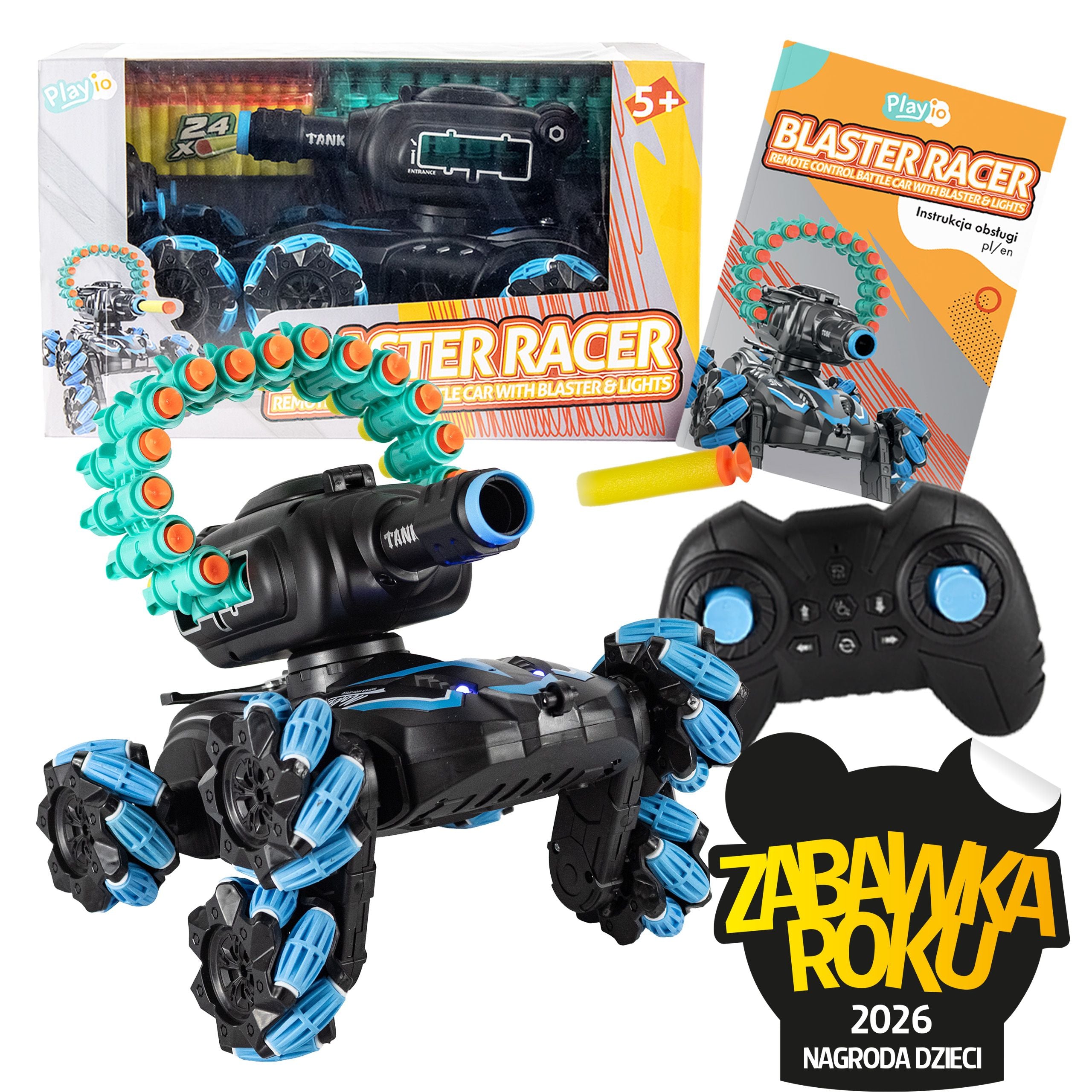 RC Car with Dart Launcher Blaster Racer - 360° Drift and Long-Distance Shooting