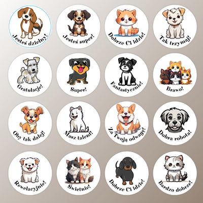 Motivational Stickers PUPPIES AND KITTENS FOR SCHOOL - GOOD JOB!