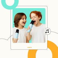 Kids Karaoke Machine Bluetooth with Voice Changer and 2 Microphones - Beige